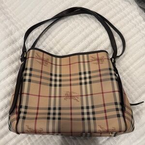 BURBERRY Tan Check Adjustable Tote